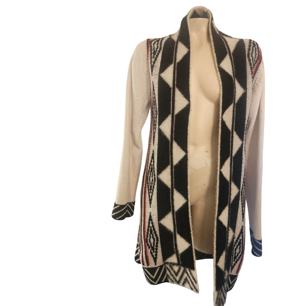 Northern Angel L Tribal Geometric Open Front Cardigan CD1912-067 Black Athleisur
